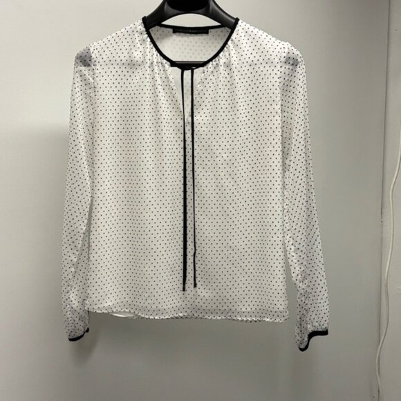WHBM Elegant White Polka Dot Blouse - Picture 1 of 5